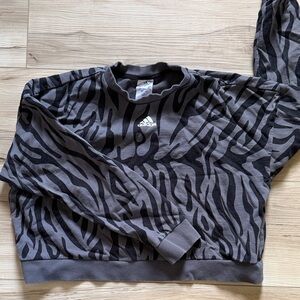 Adidas Women's Gray Zebra Crewneck Sweater